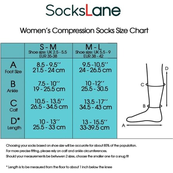 Cotton Compression Socks for Women & Men. 15-20 mmHg Graduated - Picture 2 of 7